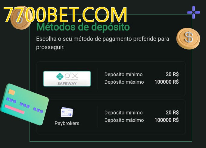 O cassino 7700BET.COMbet oferece uma grande variedade de métodos de pagamento